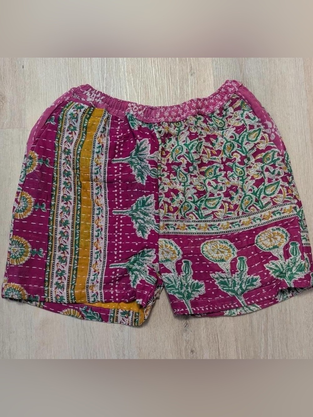 Upcycled kantha shorts
